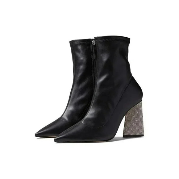 Schutz Cyrus Women's Black Leather Heels Booties Point Toe Size 10 M - Picture 1 of 9
